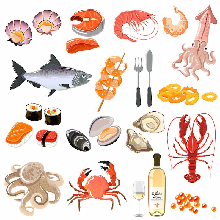 seafood icons set 1284 10822